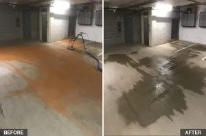 Before and after parking lot cleaning