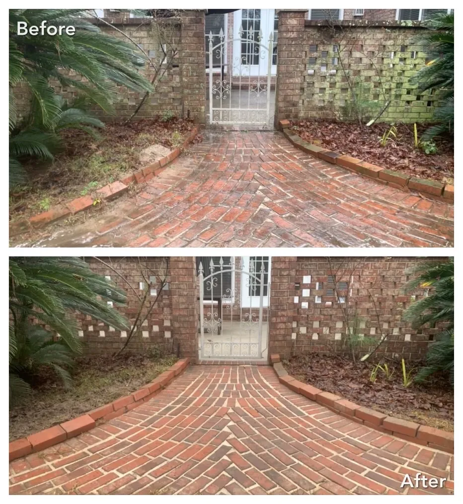 Before and after brick paver patio cleaning