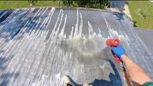 Residential roof soft washing